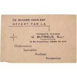 Buvard publicitaire. Pharmacie Planque. G. Dutrieux successeur.