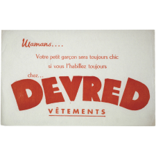 Buvard publicitaire. Vêtements Devred.