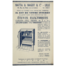 Buvard publicitaire. Étuves électriques. Natta & Nagot & Cie.