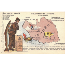 Émulsion Scott - Débilité générale, croissance, dentition, bronchite, rachitisme - Département de la Vendée - 395.602 habitants - Chef-Lieu : La Roche-s.-Yon - Sous-préfectures : Les Sables-d'Olonne, Fontenay-le-Comte.