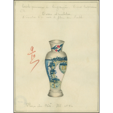 Cochinchine/Dessin d'imitation : décoration d'un vase à fleurs sur l'autel.