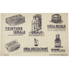 Buvard publicitaire. Teinture Idéale - Idéalo - Idéal-Boule - Négrine - Idéal-Décolorant - Raviba.