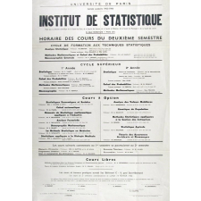 Institut de Statistique. Horaires des cours du deuxième semestre.