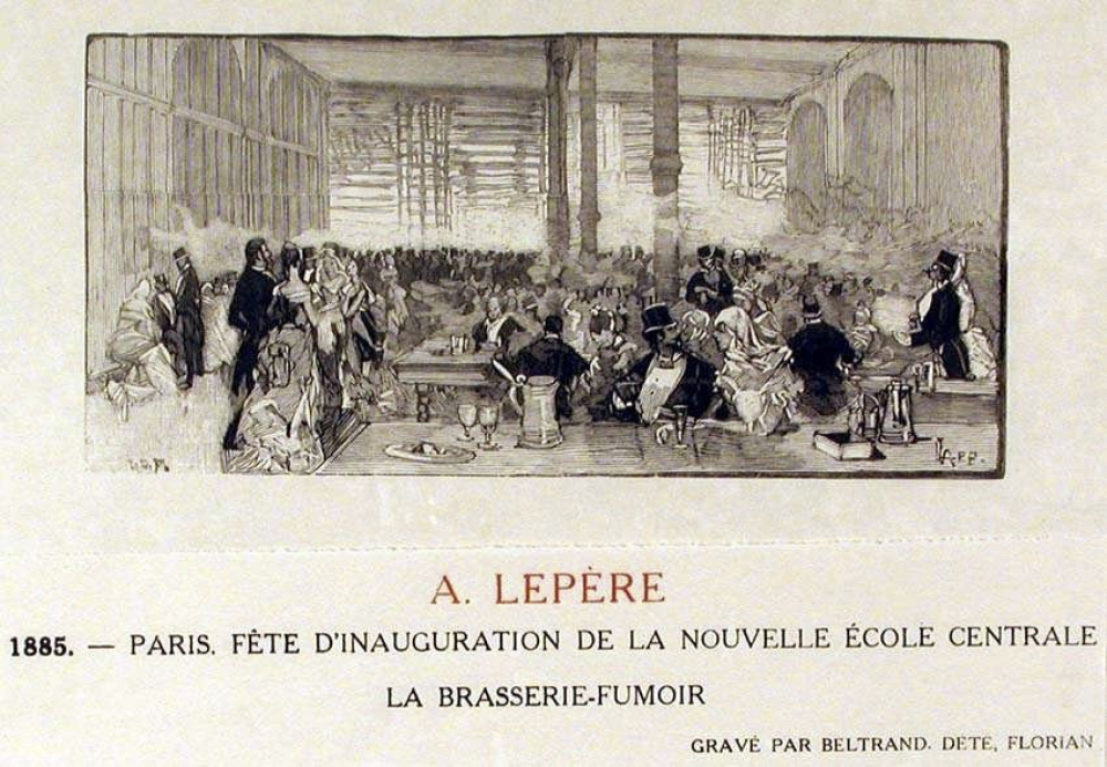 Fête d'inauguration de la nouvelle École centrale : la Brasserie-Fumoir.
