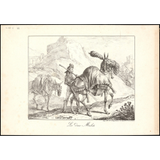 Fable de La Fontaine. . Les deux Mulets. Illustration.
