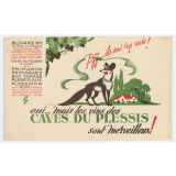 Buvard publicitaire. Caves du Plessis. Le renard et les raisins. 