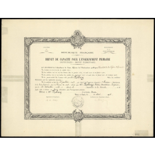 Brevet de Capacité pour l'Enseignement Primaire (Institutrices - Brevet Elémentaire).