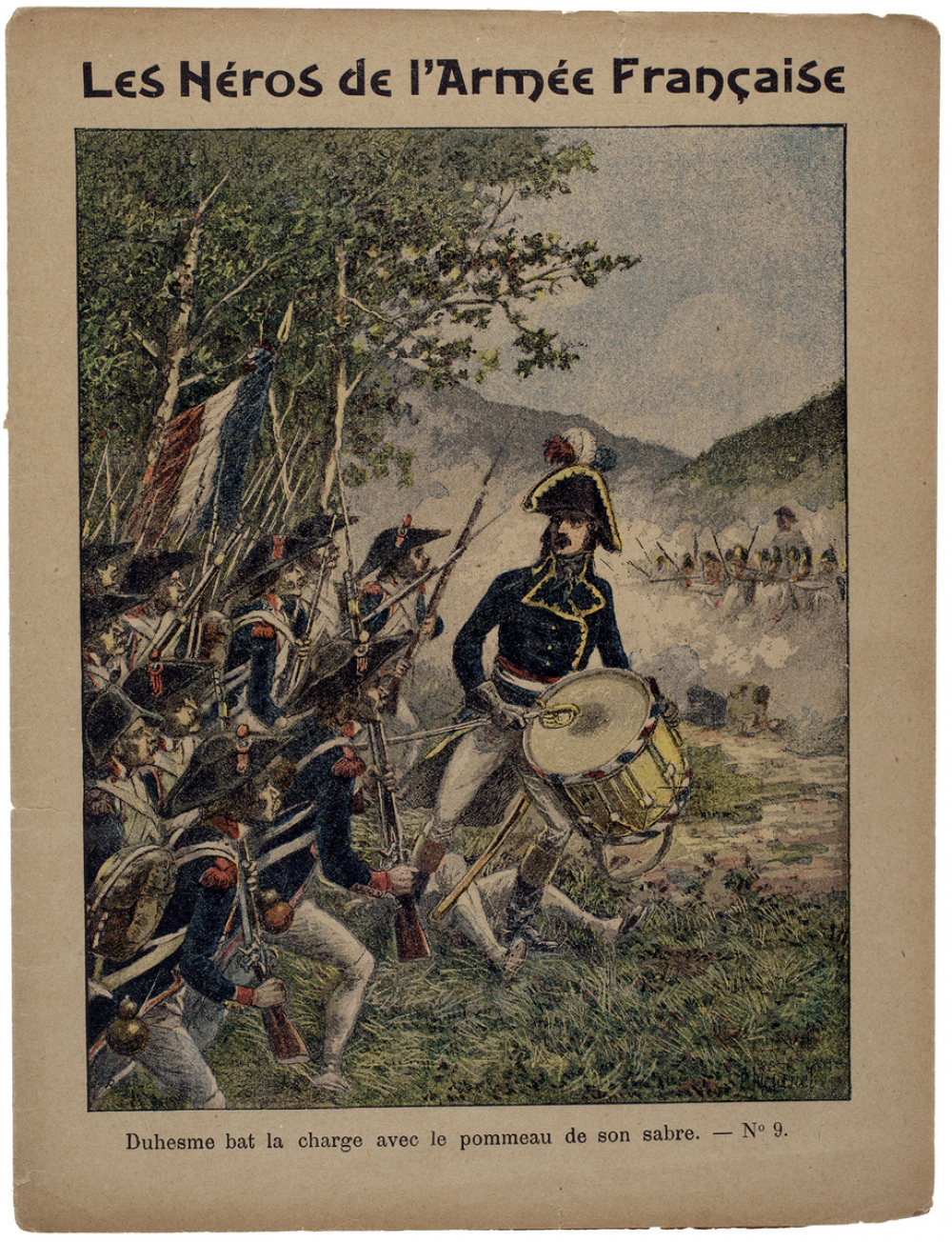 Duhesme bat la charge avec le pommeau de son sabre (1797) - Les héros de l'Armée Française. N°9. 