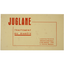 Buvard publicitaire. Juglane. Traitement du diabète.