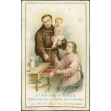Image religieuse. St Antoine de Padoue. Veillez sur moi et guidez mes recherches. Velad por mi y guiad mis investigaciones.