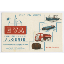 Buvard publicitaire. Eva. Entrepôts vinicoles. Algérie.