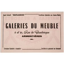 Buvard publicitaire. Galeries du Meuble. Matelas à ressorts Matlassor.
