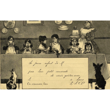 Le Jeune enfant de M… prie leur petit camarade… de venir goûter avec… le… à… heure. On s'amusera bien. R.S.V.P.