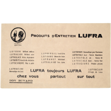 Buvard publicitaire. Produits d'entretien Lufra.