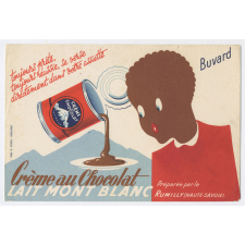 Buvard publicitaire. Crème au chocolat. Préparée par le lait Mont Blanc.