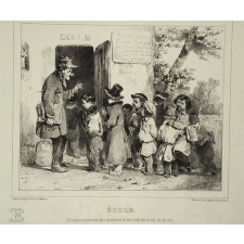 Alphabet moral et philosophique à l'usage des petits et des grands enfans. E. École. Commencement des misères et des tribulations de la vie.