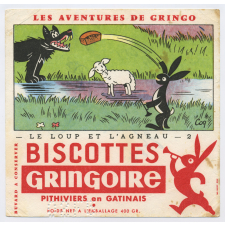 Buvard publicitaire. Biscottes Gringoire. Le loup et l'agneau - n°2. 