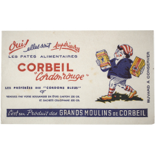 Buvard publicitaire. Les pâtes alimentaires Corbeil Cordon rouge.