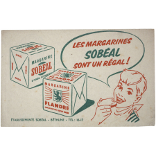 Buvard publicitaire. Margarines Sobéal.
