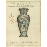 Cochinchine/Dessin d'imitation : décoration d'un vase à fleurs sur l'autel.