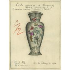 Cochinchine/Dessin d'imitation : décoration d'un vase à fleurs sur l'autel.
