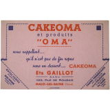 Buvard publicitaire. Cakeoma et produits Oma. 