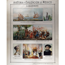 Tableau mural. Historia y civilizacion de Mexico. El Descubrimiento.