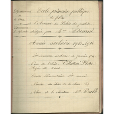 Cahier journalier / Ecole primaire publique de filles de l'Avenue du Palais de Justice - Ajaccio.