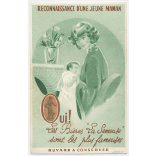Buvard publicitaire. Les Bières La Semeuse. Reconnaissance d'une jeune maman.