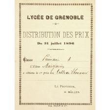 Ex-praemio . Lycée de Grenoble.