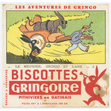 Buvard publicitaire. Biscottes Gringoire. Le meunier, Gringo et l'âne - n°2.