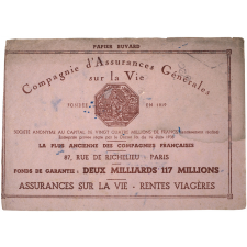 Buvard publicitaire. Compagnie d'Assurances Générales sur la Vie. 