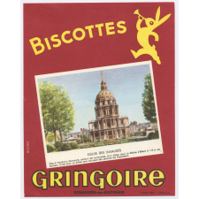 Buvard publicitaire. Biscottes Gringoire. Eglise des Invalides.
