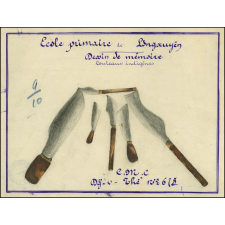 Cochinchine/Dessin de mémoire : couteaux indigènes.
