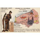 Émulsion Scott - Débilité générale, croissance, dentition, bronchite, rachitisme - Département de la Seine-Maritime - 885.299 habitants - Chef-Lieu : Rouen - Sous-préfectures : Dieppe, Le Hâvre.