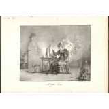 Fable de La Fontaine. . La jeune Veuve. Illustration.