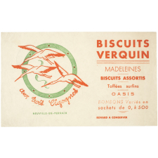 Buvard publicitaire. Biscuits Verquin. Aux trois cigognes.