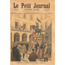 Manifestation des étudiants devant la statue de Jeanne d'Arc.