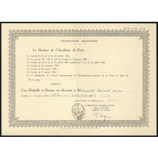 Diplôme de médaille de bronze de l'Enseignement du Premier Degré.