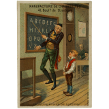 Carte réclame. Manufactures de chaussures Marion. Un jeune homme de lettres.