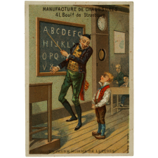 Carte réclame. Manufactures de chaussures Marion. Un jeune homme de lettres.