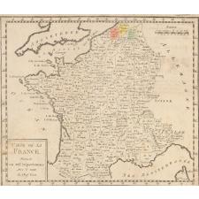 Carte de la France Divisée en 108 Départements, avec le nom du Chef-Lieu.