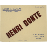 Buvard publicitaire. Henri Bonte. Laines à matelas. 