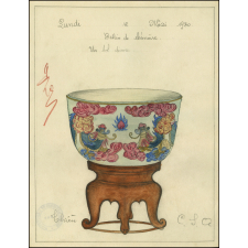 Cochinchine/Dessin de mémoire : un bol indigène décoré.