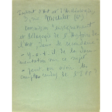 Institut d'Art et d'Archéologie - Commission Enseignement et Pédagogie de l'Histoire de l'Art, dans le secondaire.