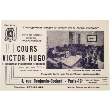 Buvard publicitaire. Cours Victor Hugo. Laboratoire de langues.