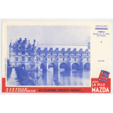 Buvard publicitaire. Chenonceaux. Pile Mazda. 