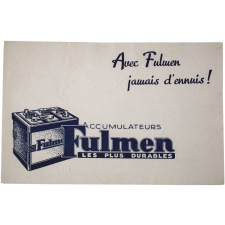 Buvard publicitaire. Accumulateurs Fulmen.
