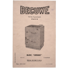 Buvard publicitaire. Becuwe. Bloc Hermé feu continu.