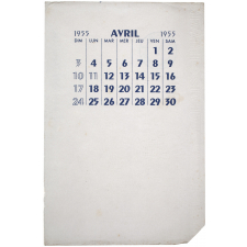 Buvard publicitaire. Calendrier d'Avril 1955.